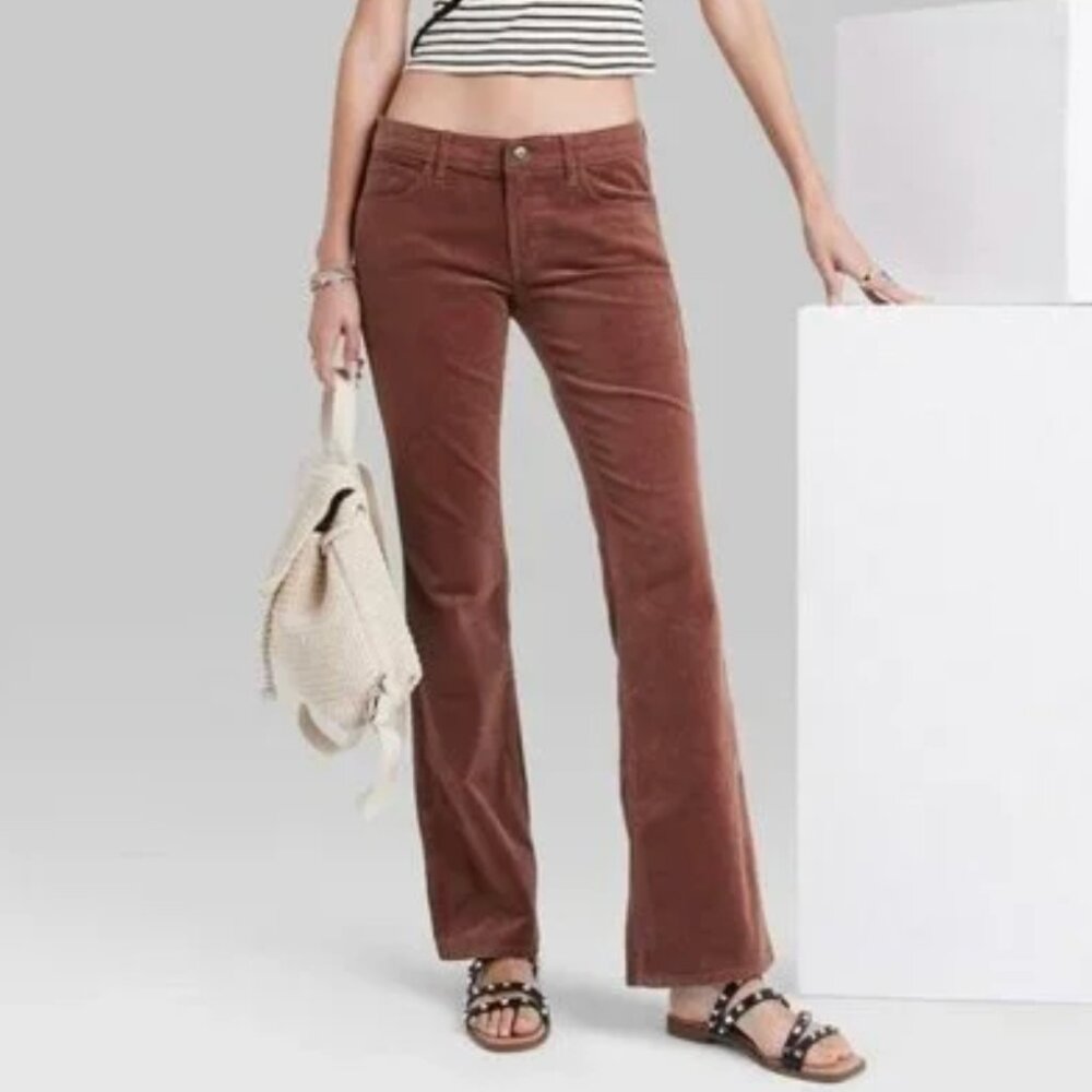 Wild Fable | Women's Mid Rise Flare Corduroy Pants | Brown | Size 4